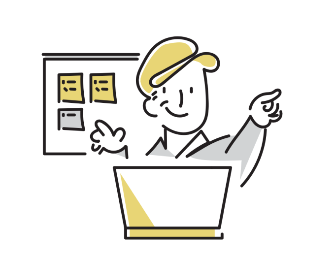 小ロットの相談をする人物のイラスト